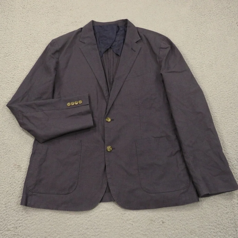 J Crew Jacket Mens XL Hemp Cotton Unstructured Blazer 44R Suit Coat Indigo Blue